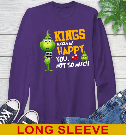 NHL Los Angeles Kings Makes Me Happy You Not So Much Grinch Hockey Sports Long Sleeve T-Shirt 5