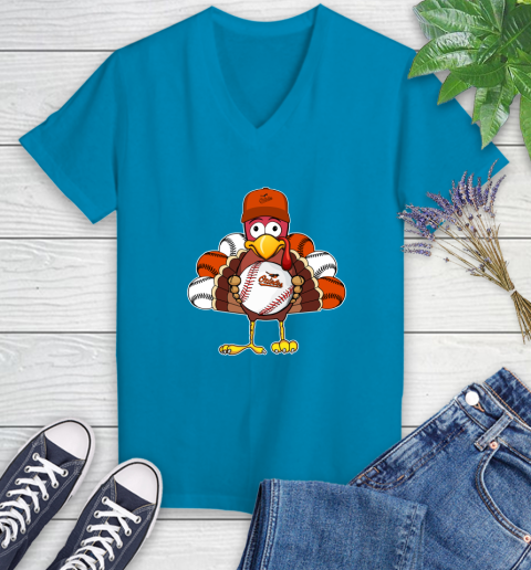 Baltimore Orioles Turkey thanksgiving Women's V-Neck T-Shirt 7