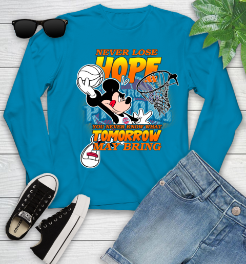 Detroit Pistons NBA Basketball Mickey Disney Never Lose Hope Youth Long Sleeve 8