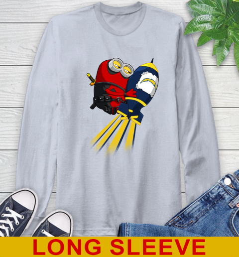 NFL Football Los Angeles Chargers Deadpool Minion Marvel Shirt Long Sleeve T-Shirt 6