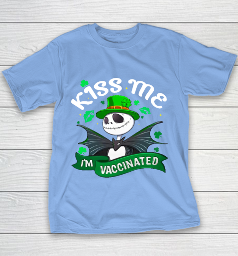 Kiss Me I'm Vaccinated Patrick's Day Jack Skellington Youth T-Shirt 8