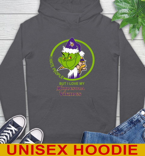 Minnesota Vikings NFL Christmas Grinch I Hate People But I Love My Favorite Football Team Hoodie 7