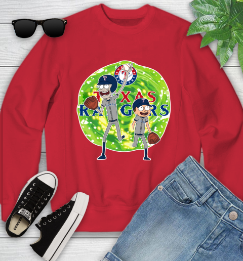 MLB Texas Rangers Rick And Morty Baseball Sports Youth Sweatshirt 9