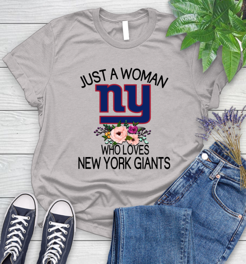 NFL Just A Woman Who Loves New York Giants Football Sports Women's T-Shirt 10