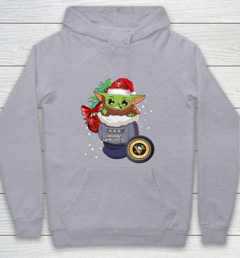 Pittsburgh Penguins Christmas Baby Yoda Star Wars Funny Happy NHL Youth Hoodie 5