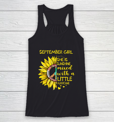September Girl She is Sunshine Shirt Women Hippie Sunflower Racerback Tank
