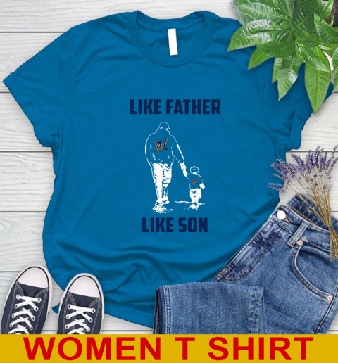 Milwaukee Brewers MLB Baseball Like Father Like Son Sports Women's T-Shirt 8
