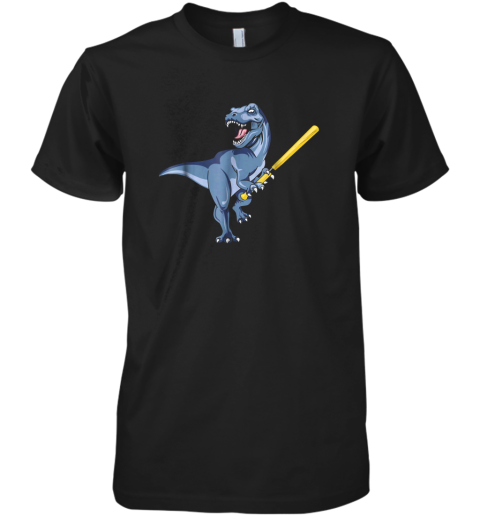 Dinosaur Baseball Shirt October Bat Ball Park Kid TRex Gift Premium Men's T-Shirt
