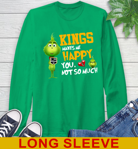 NHL Los Angeles Kings Makes Me Happy You Not So Much Grinch Hockey Sports Long Sleeve T-Shirt 8