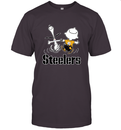 Snoopy And Charlie Brown Happy Pittsburgh Steelers Fans Unisex Jersey Tee