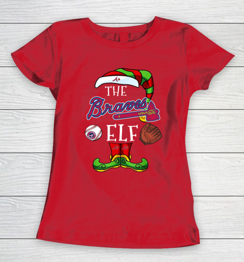Atlanta Braves Christmas ELF Funny MLB Women's T-Shirt 9