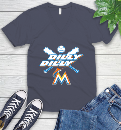 MLB Miami Marlins Dilly Dilly Baseball Sports V-Neck T-Shirt 9