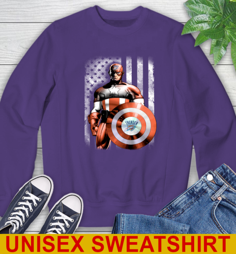 Oklahoma City Thunder NBA Basketball Captain America Marvel Avengers American Flag Shirt Sweatshirt 4
