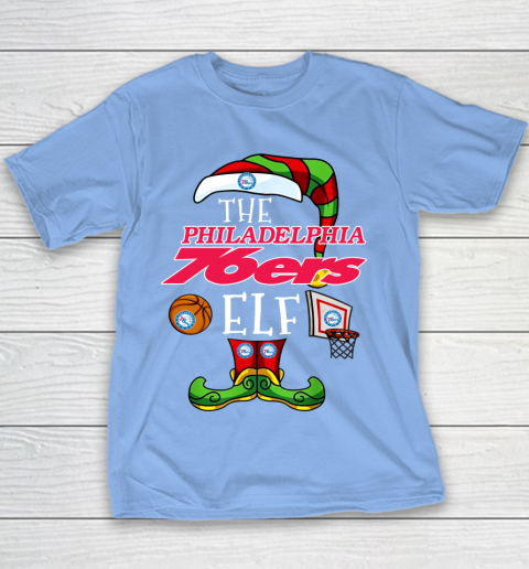 Philadelphia 76ers Christmas ELF Funny NBA Youth T-Shirt 8
