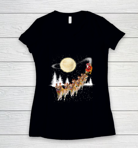 Golden Retriever Reindeer Christmas Women's V-Neck T-Shirt