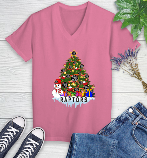 Toronto Raptors Merry Christmas NBA Basketball Sports Women's V-Neck T-Shirt 13