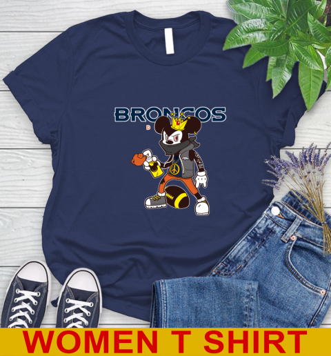 Denver Broncos NFL Football Mickey Peace Sign Sports Women's T-Shirt 12