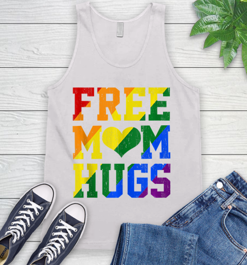 Nurse Shirt Vintage Free Mom Hugs Rainbow Heart LGBT Pride Month 2020 Shirt Tank Top