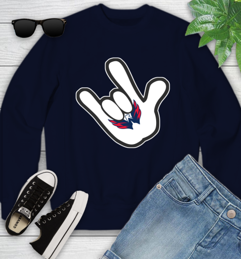 Washington Capitals NHL Hockey Mickey Rock Hand Disney Youth Sweatshirt 3