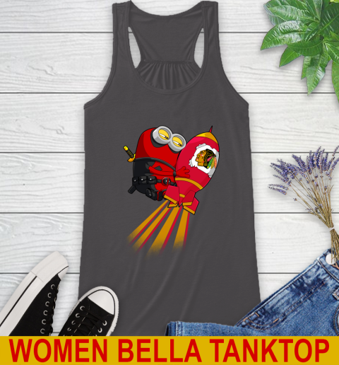 NHL Hockey Chicago Blackhawks Deadpool Minion Marvel Shirt Racerback Tank 10