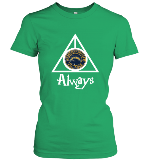 Always Love The Los Angeles Chargers x Harry Potter Mashup NFL u5vv always love the los angeles chargers x harry potte ladies t shirt 20 front irish green