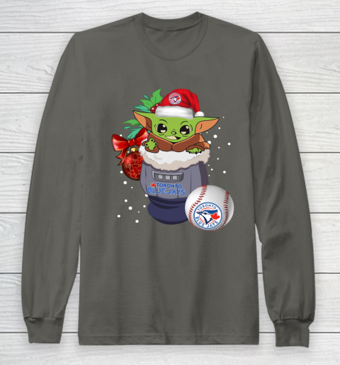 Toronto Blue Jays Christmas Baby Yoda Star Wars Funny Happy MLB Long Sleeve T-Shirt 8
