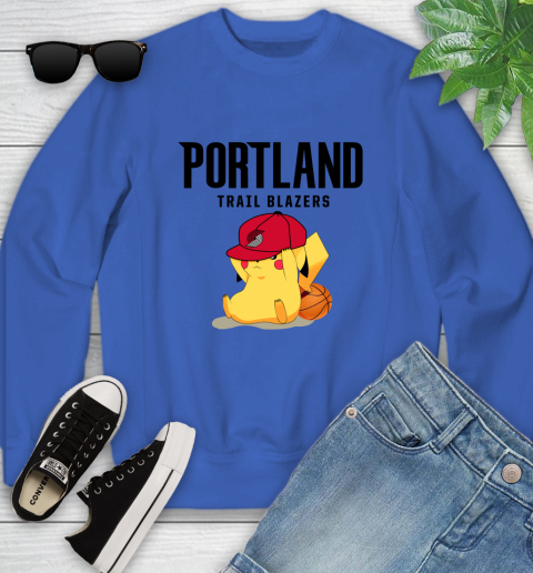 NBA Pikachu Basketball Sports Portland Trail Blazers Youth Sweatshirt 8