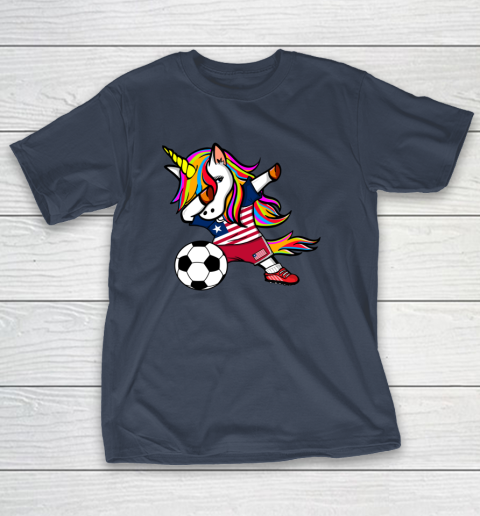 Dabbing Unicorn Liberia Football Liberian Flag Soccer T-Shirt 4