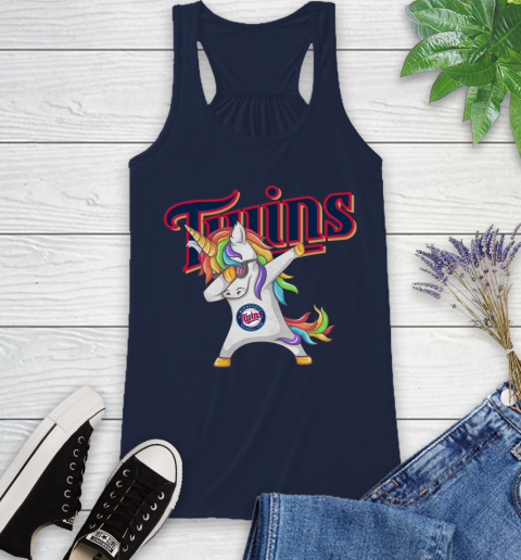 Minnesota Twins MLB Baseball Funny Unicorn Dabbing Sports Racerback Tank 12