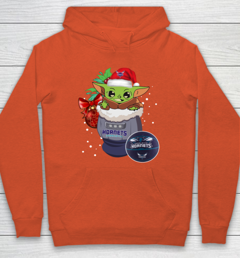 Charlotte Hornets Christmas Baby Yoda Star Wars Funny Happy NBA Hoodie 5