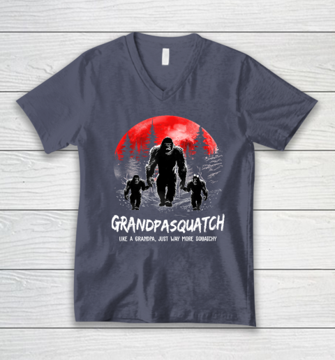 Grandpa Squatch Like A Grandpa Just Way More Squatchy Funny V-Neck T-Shirt 6