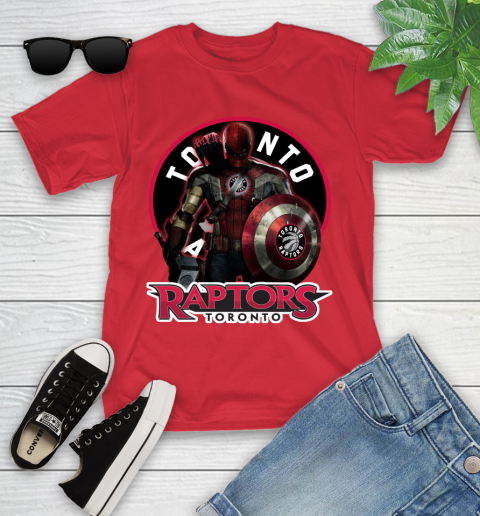 Toronto Raptors NBA Basketball Captain America Thor Spider Man Hawkeye Avengers Youth T-Shirt 10