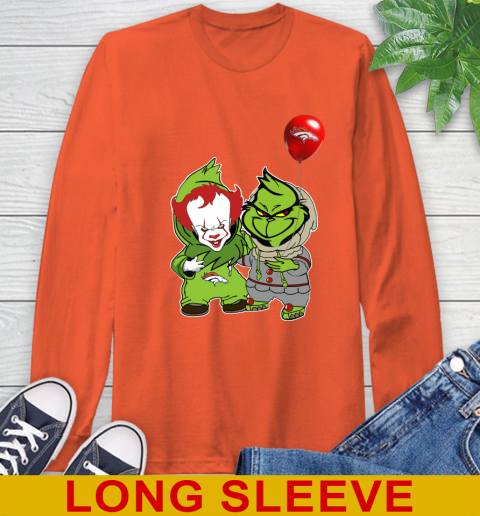 Denver Broncos Baby Pennywise Grinch Christmas NFL Football Long Sleeve T-Shirt 5