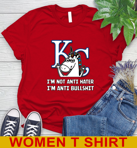 Los Angeles Angels MLB Baseball Unicorn I'm Not Anti Hater I'm Anti Bullshit (2) Women's T-Shirt 10