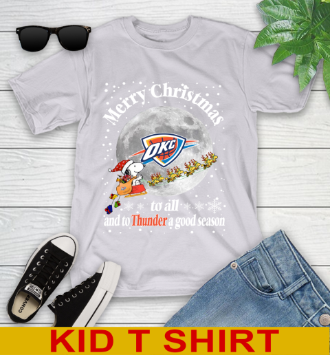 Oklahoma City Thunder Merry Christmas To All And To Thunder A Good Season NBA Basketball Sports Youth T-Shirt - Image 5