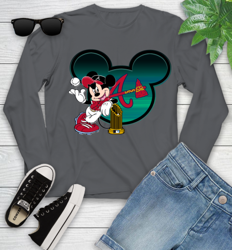 MLB Atlanta Braves The Commissioner's Trophy Mickey Mouse Disney Youth Long Sleeve 8