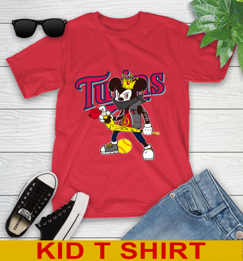 Minnesota Twins MLB Baseball Mickey Peace Sign Sports Youth T-Shirt 10