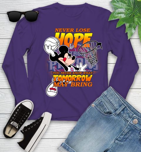 Detroit Pistons NBA Basketball Mickey Disney Never Lose Hope Youth Long Sleeve 4