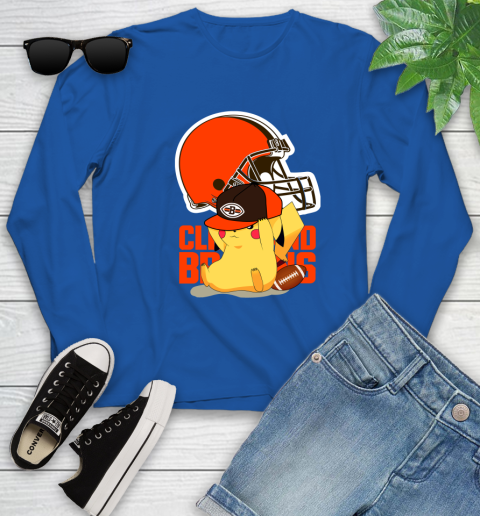 NFL Pikachu Football Sports Cleveland Browns Youth Long Sleeve 9