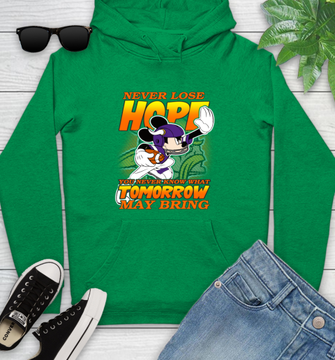 Minnesota Vikings NFL Football Mickey Disney Never Lose Hope Youth Hoodie 9