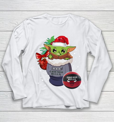 Chicago Bulls Christmas Baby Yoda Star Wars Funny Happy NBA Youth Long Sleeve 2