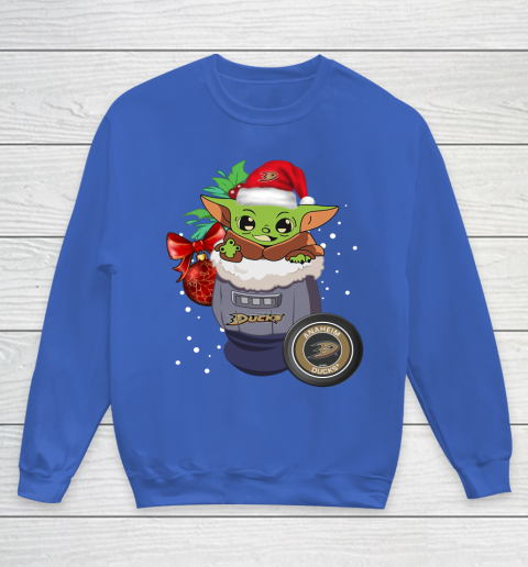 Anaheim Ducks Christmas Baby Yoda Star Wars Funny Happy NHL Youth Sweatshirt 8