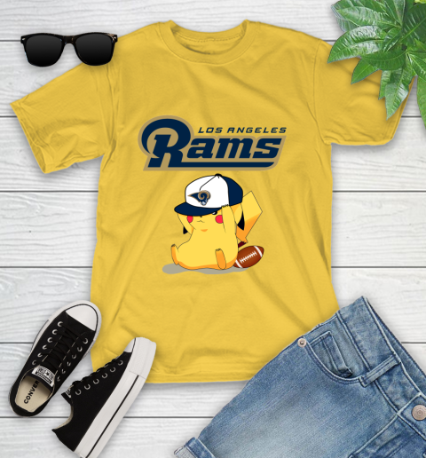 NFL Pikachu Football Sports Los Angeles Rams Youth T-Shirt 8