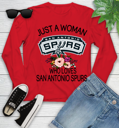 NBA Just A Woman Who Loves San Antonio Spurs Basketball Sports Youth Long Sleeve 8