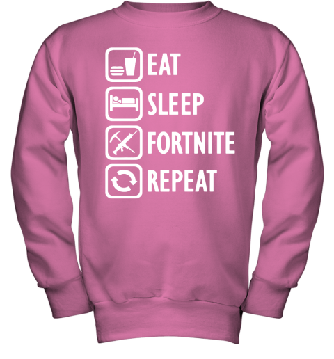 1rsu eat sleep fortnite repeat for gamer fortnite battle royale shirts youth sweatshirt 47 front safety pink