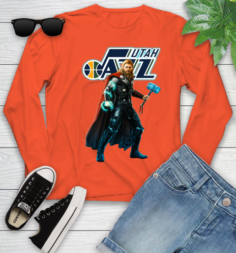NBA Thor Avengers Endgame Basketball Utah Jazz Youth Long Sleeve 4