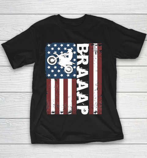 Braaap Vintage USA American Flag 4th Of July Youth T-Shirt