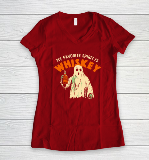 My Favorite Spirit Is Whiskey Halloween Women's V-Neck T-Shirt 6