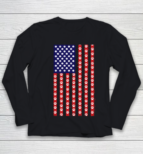 Tennis Dog Lover American Flag Youth Long Sleeve