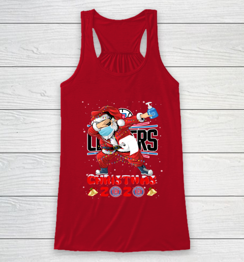 LA Clippers Funny Santa Claus Dabbing Christmas 2020 NBA Racerback Tank 4